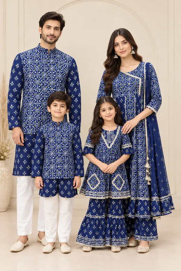 Blue_Printed_Coordinated_Ethnic_Wear_Set_for_Family