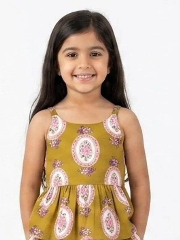 Mustard_Printed_Peplum_Top_And_Pants_Set_for_Girls