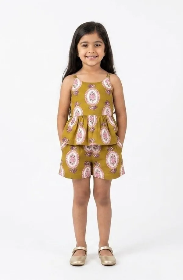Mustard_Printed_Peplum_Top_And_Pants_Set_for_Girls