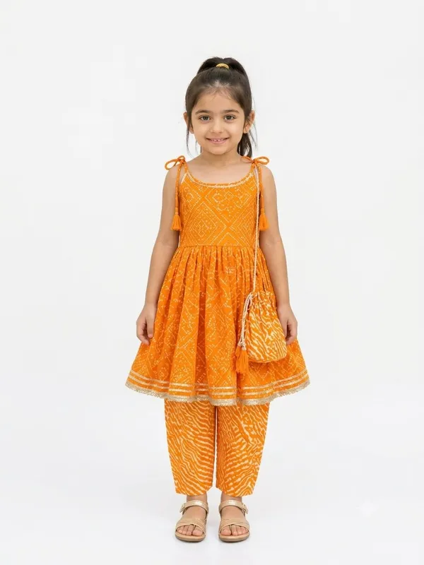Orange_Printed_Ethnic_Wear_Set_for_Girls