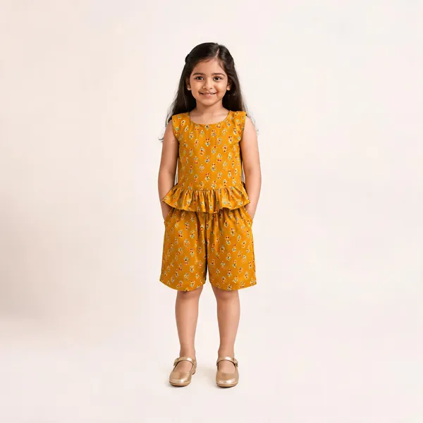 Mustard_Cotton_Sleeveless_Floral_Romper_For_Girls