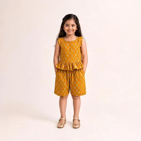 Mustard_Cotton_Sleeveless_Floral_Romper_For_Girls