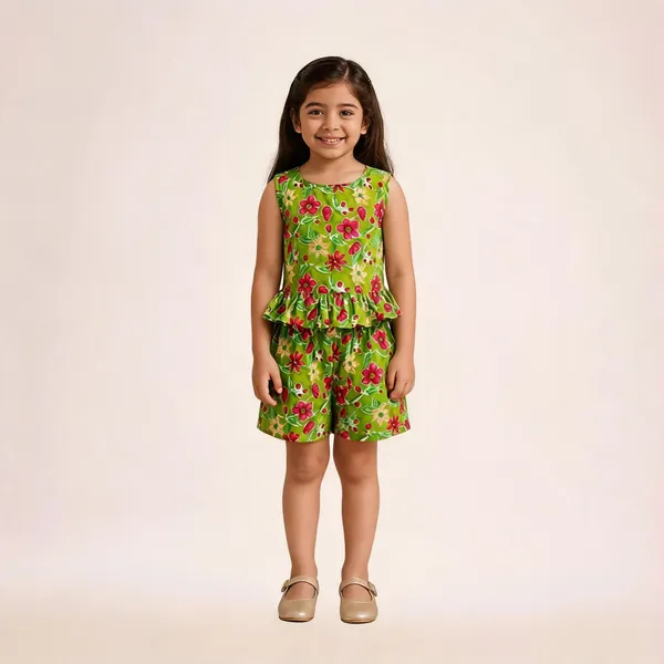 Green_Cotton_Floral_Print_Sleeveless_Playsuit_For_Girls