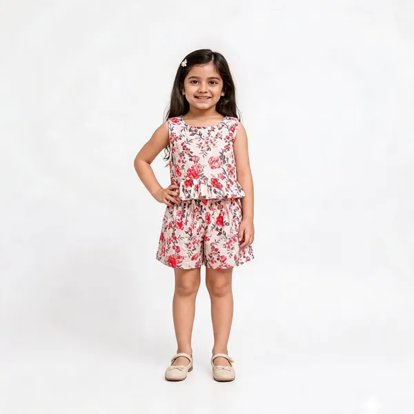 Pink_Cotton_Floral_Print_Sleeveless_Playsuit_For_Girls