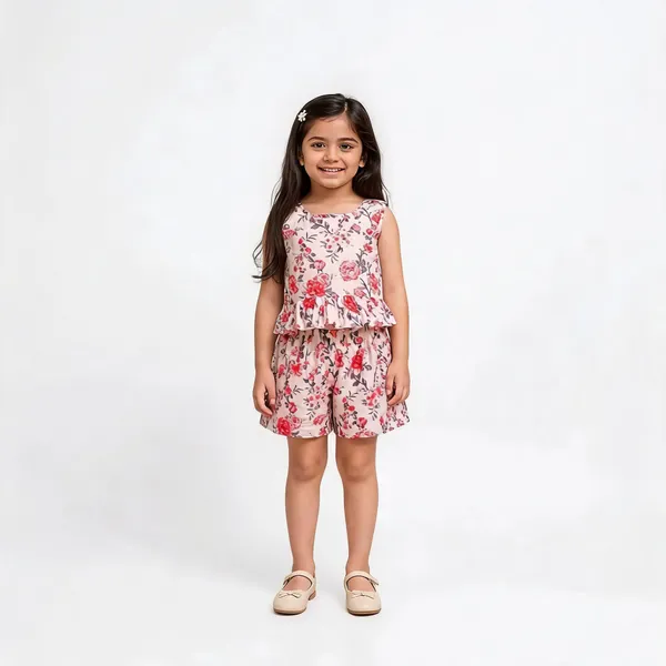 Pink_Cotton_Floral_Print_Sleeveless_Playsuit_For_Girls