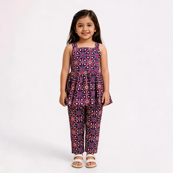 Purple_Cotton_Printed_Sleeveless_Top_And_Pants_Set_For_Girls