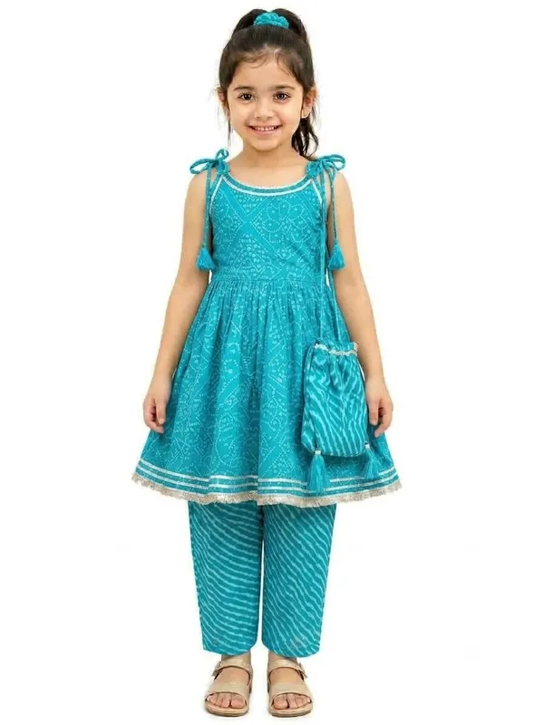 Blue_Printed_Ethnic_Dress_Set_for_Girls