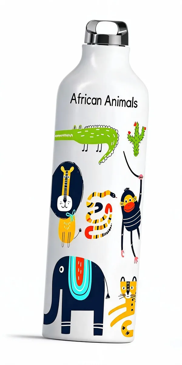 SLBB_Aluminium_Water_Bottle,_750ml_"African_Animals"_Premium_Printed_Glossy_White_750_ml_Aluminium_Sipper_(Pack_of_1,_Multicolor)