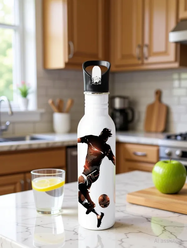 SLBB_Stainless_Steel_Water_Bottle,_750ml_"FOOTBALL_ACTIONS"_Printed_Glossy_White_750_ml_Steel_Bottle_(Pack_of_1,_White)