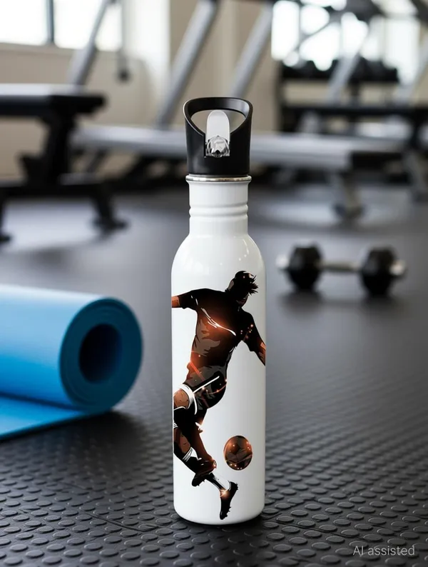 SLBB_Stainless_Steel_Water_Bottle,_750ml_"FOOTBALL_ACTIONS"_Printed_Glossy_White_750_ml_Steel_Bottle_(Pack_of_1,_White)