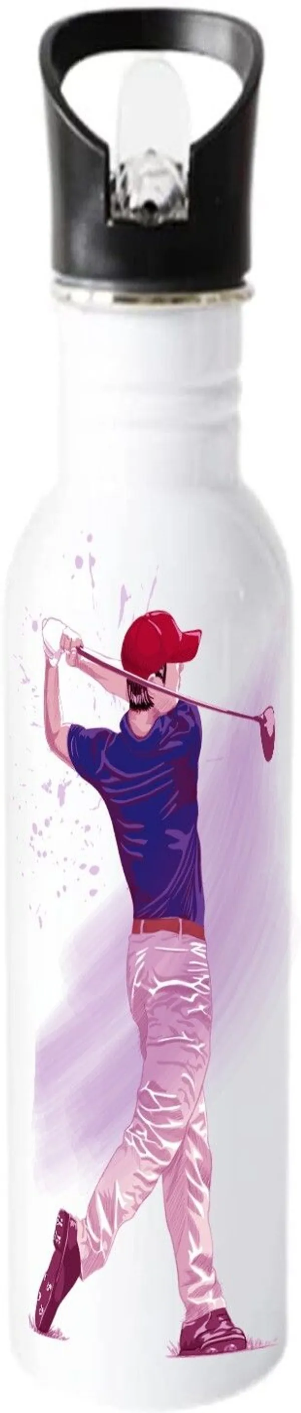 SLBB_Stainless_Steel_Water_Bottle,_750ml_"GOLF_ACTIONS"_Printed_Glossy_White_750_ml_Steel_Bottle_(Pack_of_1,_White)