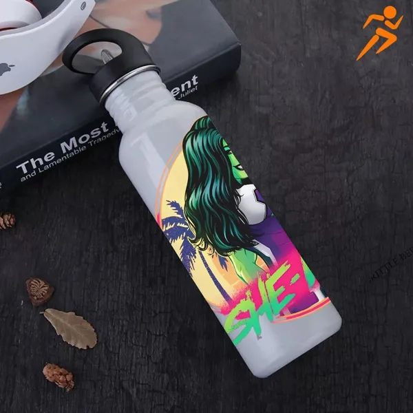 SLBB_Stainless_Steel_Water_Bottle,_750ml_"SHE_HULK"_Printed_Glossy_White_750_ml_Steel_Bottle_(Pack_of_1,_White)
