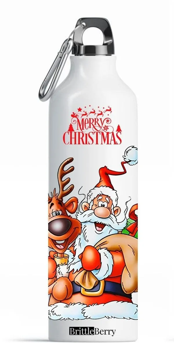 BrittleBerry_Water_Bottle,_GIRLS_FAV.,_Material_-_Aluminum_Bottle_-_Merry_Christamas_750_ml_Aluminium_Bottle_(Pack_of_1,_White)