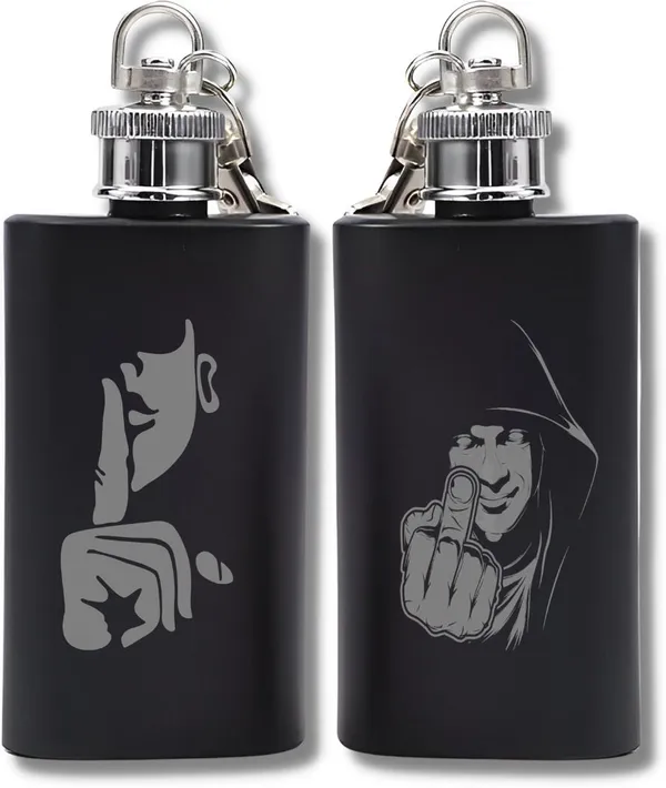 BrittleBerry_GRAPHICS_ENGRAVED_Pocket/Hip_Flask_for_Alcohol_Drink_Set_of_2_Small_Sizes_Stainless_Steel_Hip_Flask_(60_ml)