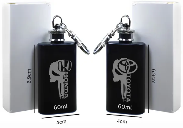 BrittleBerry_HONDA_TOYOTA_Pocket/Hip_Flask_for_Alcohol_Drink_Set_of_2_Small_Sizes_Stainless_Steel_Hip_Flask_(60_ml)