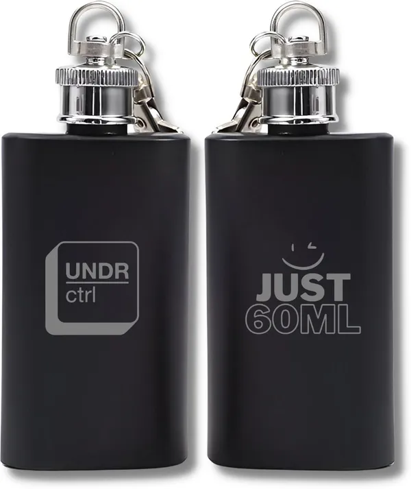 BrittleBerry_UNDER_CONTROL-JUST_60ML_Pocket/Hip_Flask_for_Alcohol_Drink_Set_of_2_Small_Sizes_Stainless_Steel_Hip_Flask_(60_ml)