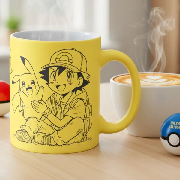 BrittleBerry_YELLOW_NEON_"POKEMON"_CERAMIC_MUG_Ceramic_Coffee_Mug_(350_ml)
