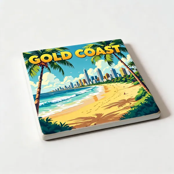 BrittleBerry_Ceramic_Tile_-_Art_Decor:_GOLD_COAST_(10.5_cm_X_10.5_cm,_GOLD_COAST)