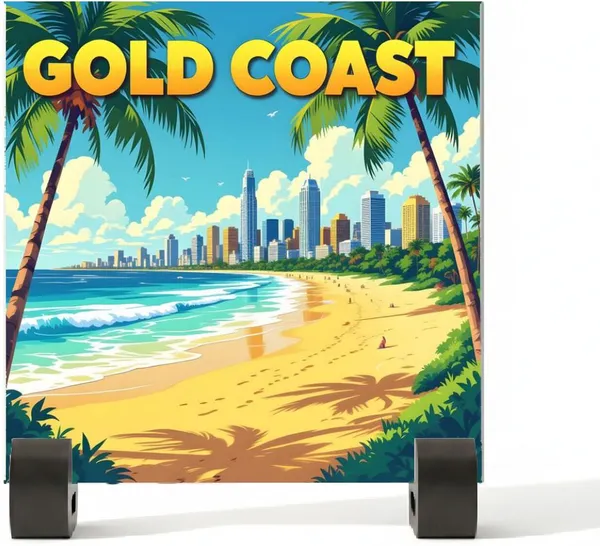 BrittleBerry_Ceramic_Tile_-_Art_Decor:_GOLD_COAST_(10.5_cm_X_10.5_cm,_GOLD_COAST)