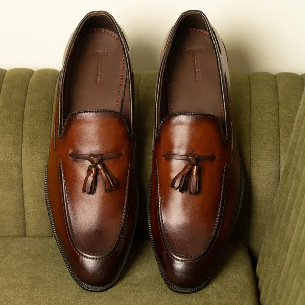 Cobbler_India_Hand_Painted_Brown_Tassel_Loafers_For_Men_Premium_Dress_Shoes_Rich_Cognac_Brown