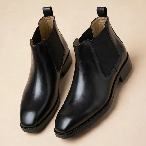 Cobbler_India_Black_Leather_Square_Toe_Chelsea_Boots_For_Men_Slip_On_Comfort_Black