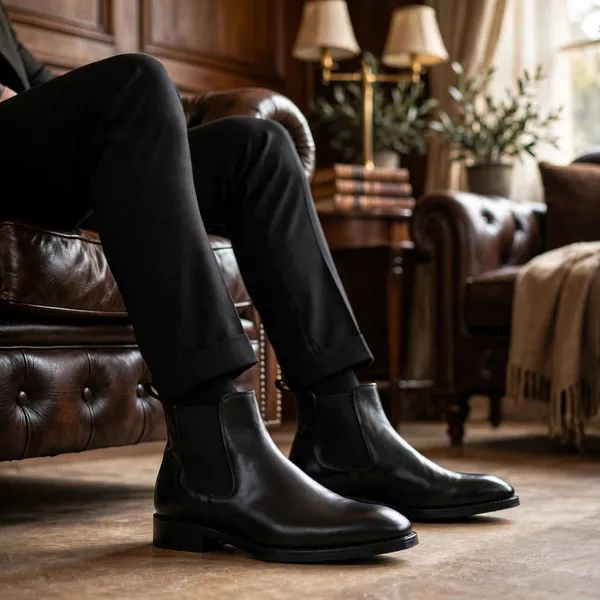 Cobbler_India_Black_Leather_Square_Toe_Chelsea_Boots_For_Men_Slip_On_Comfort_Black