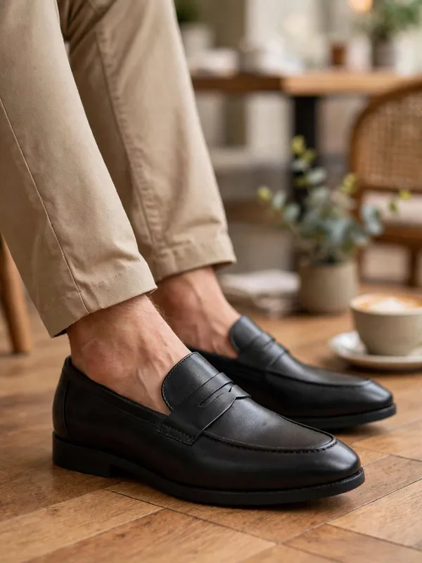 Cobbler_India_Black_Leather_Loafers_With_Panel_Black