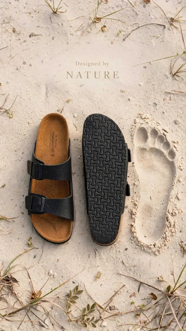 Premium_Two_Strap_Cork_Footbed_Slip_On_Sandals_Black