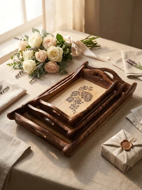 Wood_Traditional_Floral_Serving_Tray_Set