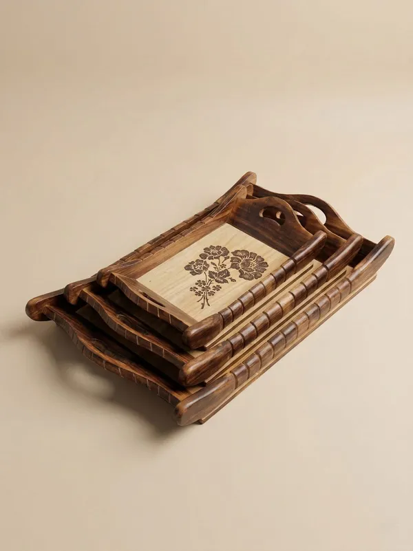 Wood_Traditional_Floral_Serving_Tray_Set