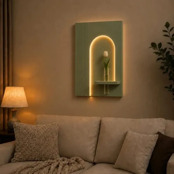 Modern_Arched_LED_Wall_Light_With_Display_Shelf