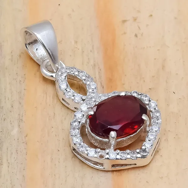 Garnet_And_White_Topaz_Sterling_Silver_Pendant