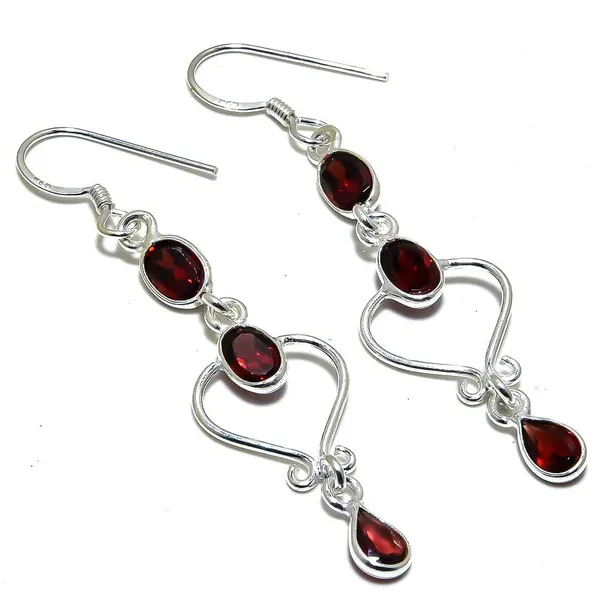 Garnet_Sterling_Silver_Earrings
