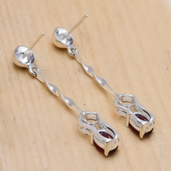 Garnet_And_White_Topaz_Sterling_Silver_Earrings