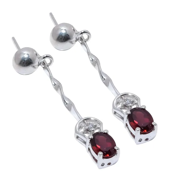 Garnet_And_White_Topaz_Sterling_Silver_Earrings