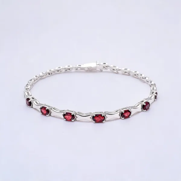 Garnet_Sterling_Silver_Bracelet