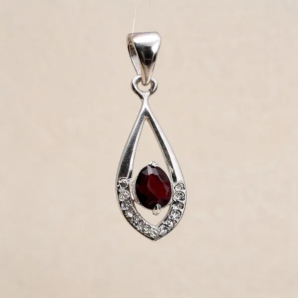 Garnet_And_White_Topaz_Sterling_Silver_Pendant