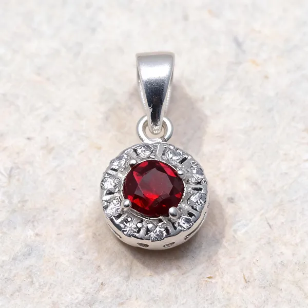 Garnet_And_White_Topaz_Sterling_Silver_Pendant