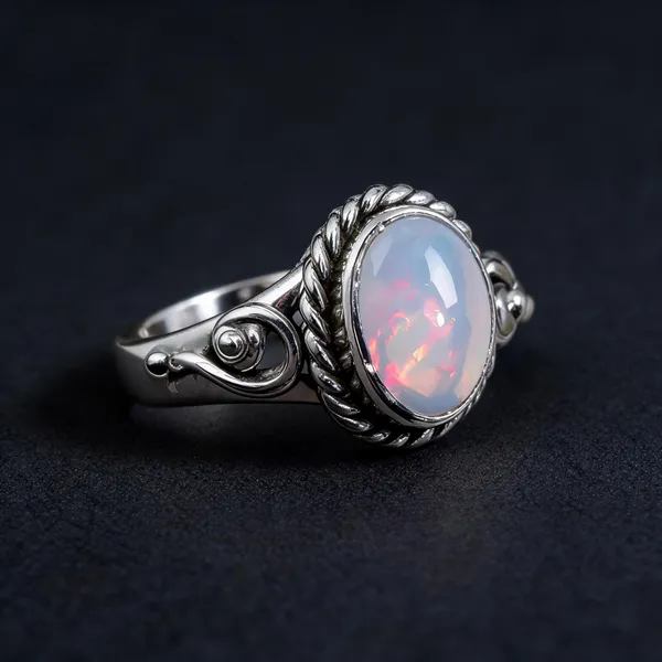 925_Silver_Opal_And_Garnet_Ring
