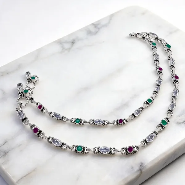 Sterling_Silver_Gemstone_Anklet_For_Women