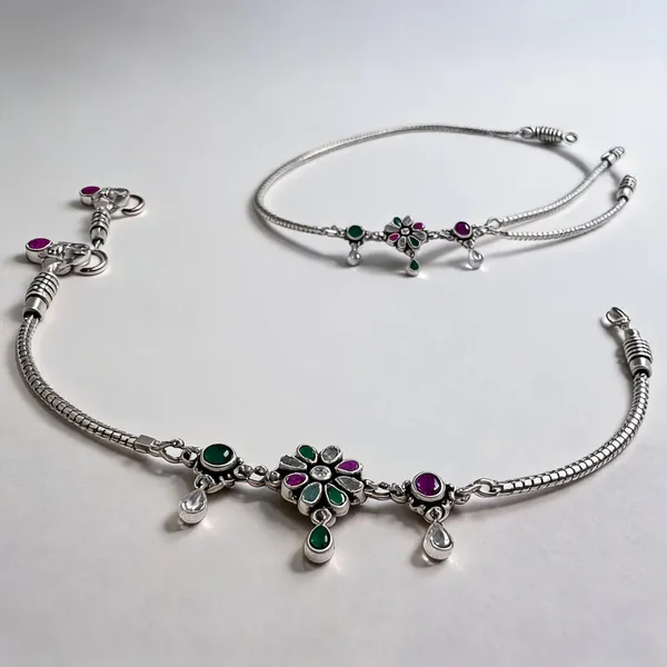 Sterling_Silver_Gemstone_Anklets_For_Women