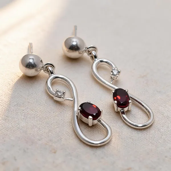 Garnet_And_White_Topaz_Sterling_Silver_Earrings