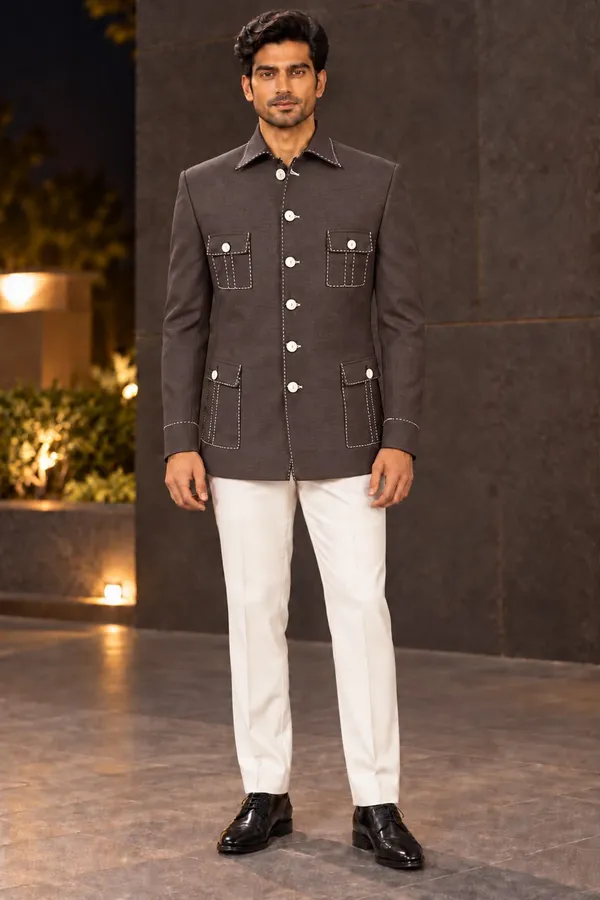Mtora_Chawal_Taka_Embroidered_Shirt_Collar_Jacket,_Jodhpuri,_Men'S_Ethnic_Wear,_4_Patch_Pocket_With_Unique_Shape