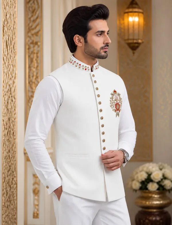 Mtora_Men'S_Linen_Silk_3_Piece_Ethnic_Set_Shirt,_Pant_&_Modi_Jacket_Sleeveless_Jacket_Slim_Fit_Collar_&_Pocket_Patch_Hand_Work_Wedding,_Festive_&_Party_Wear