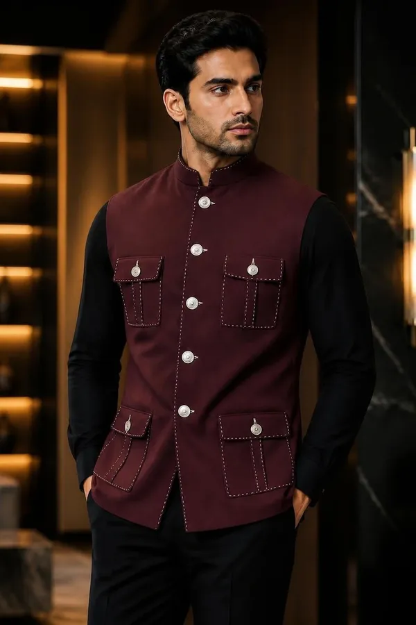 Mtora_Chawal_Taka_Embroidered_Premium_Nehru_Jacket_,_Koti,_Men'S_Ethnic_Wear,_4_Patch_Pocket,_Royal_Look