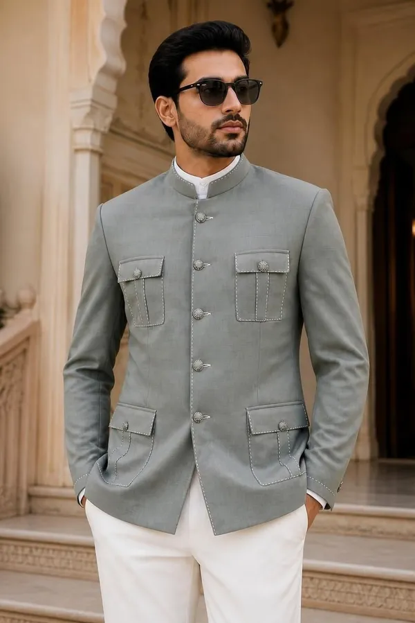 MTORA_CHAWAL-TAKA_EMBROIDERED_JODHPURI,_BANDHGALA,_MEN'S_ETHNIC_WEAR,_4_PATCH_POCKET_WITH_UNIQUE_SHAPE,