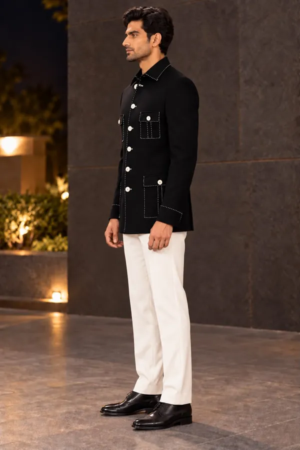 Mtora_Chawal_Taka_Embroidered_Shirt_Collar_Jacket,_Jodhpuri,_Men'S_Ethnic_Wear,_4_Patch_Pocket_With_Unique_Shape
