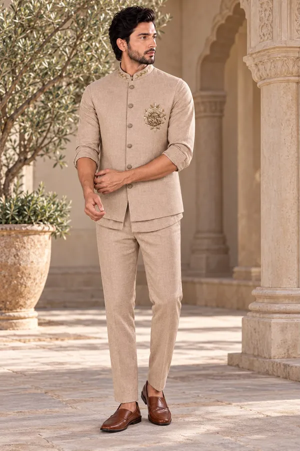 Mtora_Men'S_Linen_Silk_3_Piece_Ethnic_Set_Shirt,_Pant_&_Modi_Jacket_Sleeveless_Jacket_Slim_Fit_Collar_&_Pocket_Patch_Hand_Work_Wedding,_Festive_&_Party_Wear