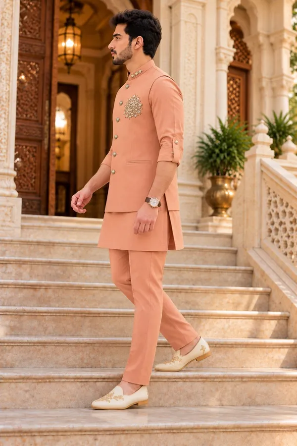 Mtora_Men'S_Linen_Silk_3_Piece_Ethnic_Set_Kurta,_Pant_&_Modi_Jacket_Sleeveless_Jacket_Slim_Fit_Collar_&_Pocket_Patch_Hand_Work_Wedding,_Festive_&_Party_Wear