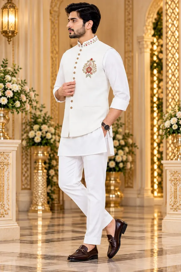Mtora_Men'S_Linen_Silk_3_Piece_Ethnic_Set_Kurta,_Pant_&_Modi_Jacket_Sleeveless_Jacket_Slim_Fit_Collar_&_Pocket_Patch_Hand_Work_Wedding,_Festive_&_Party_Wear